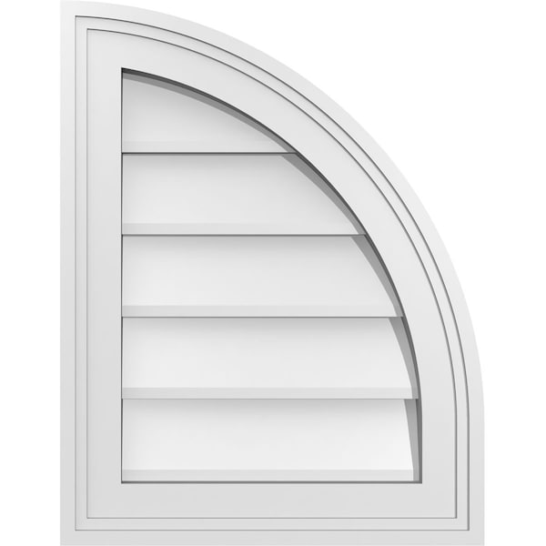 Ekena Millwork Quarter Round Top Right Surface Mount PVC Gable Vent w/ 2"W x 1-1/2"P Brickmould Frame, 14"W x 18"H GVPQR14X1802SN - main
